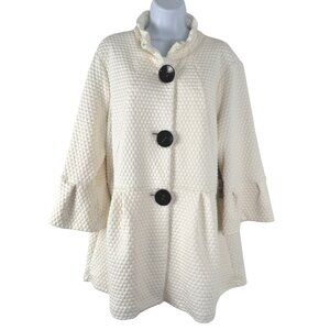 Ali Miles Textured Peplum Jacket XL Ivory‎ Cream Polyester Blend NWT CJ-2177